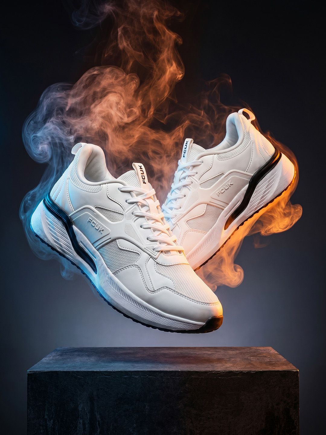 FCUK Men White Running Shoes