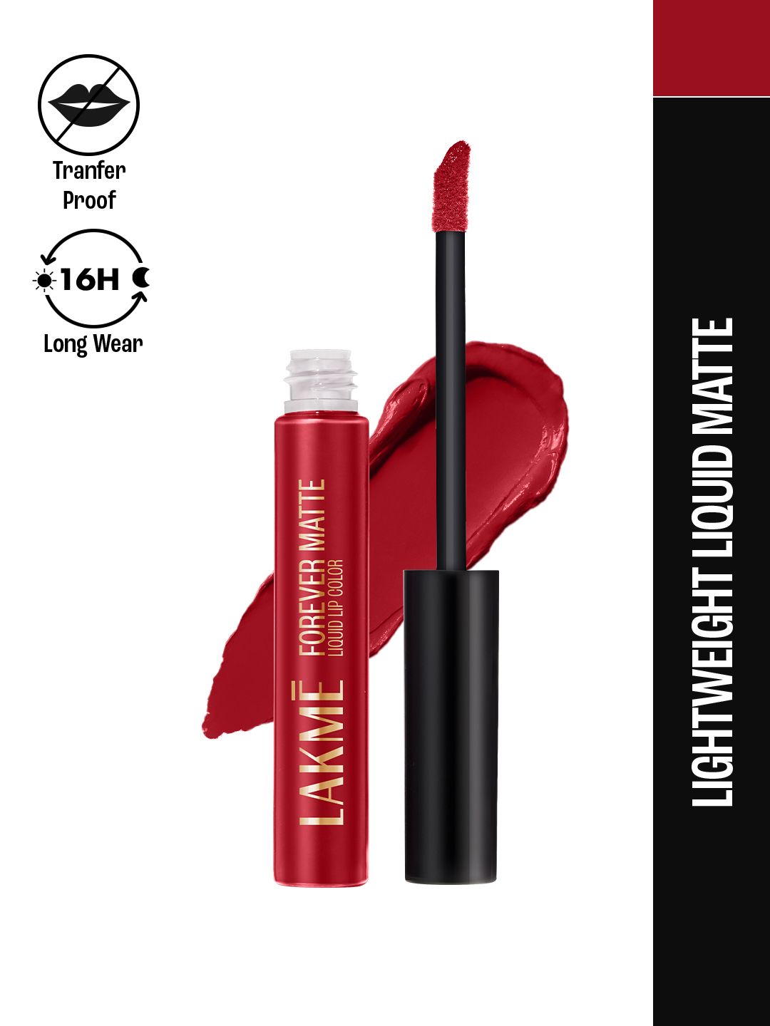 Lakme Forever Matte Lightweight & Transferproof 16Hr Liquid Lipstick 5.6ml - Red Carnival
