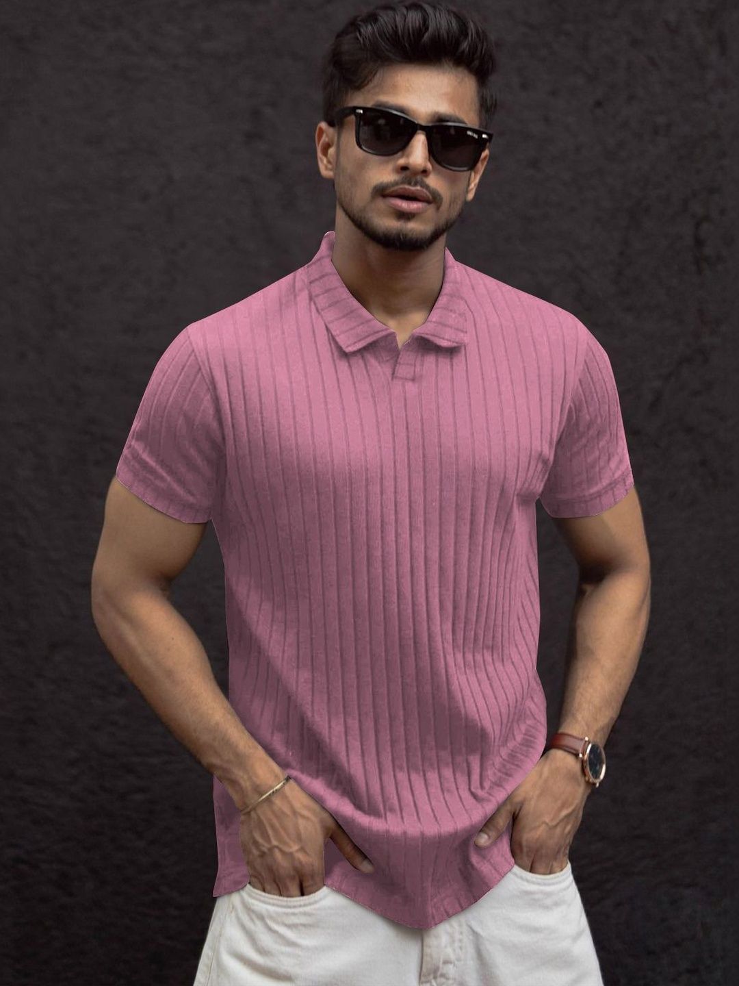 HERE&NOW Men Polo Collar T-shirt