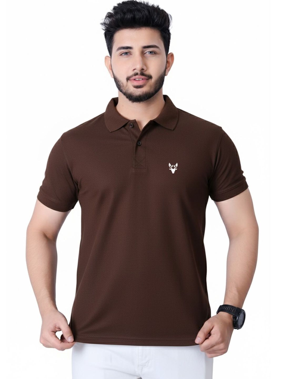 HERE&NOW Men Brand Logo Polo Collar Dri-FIT T-shirt