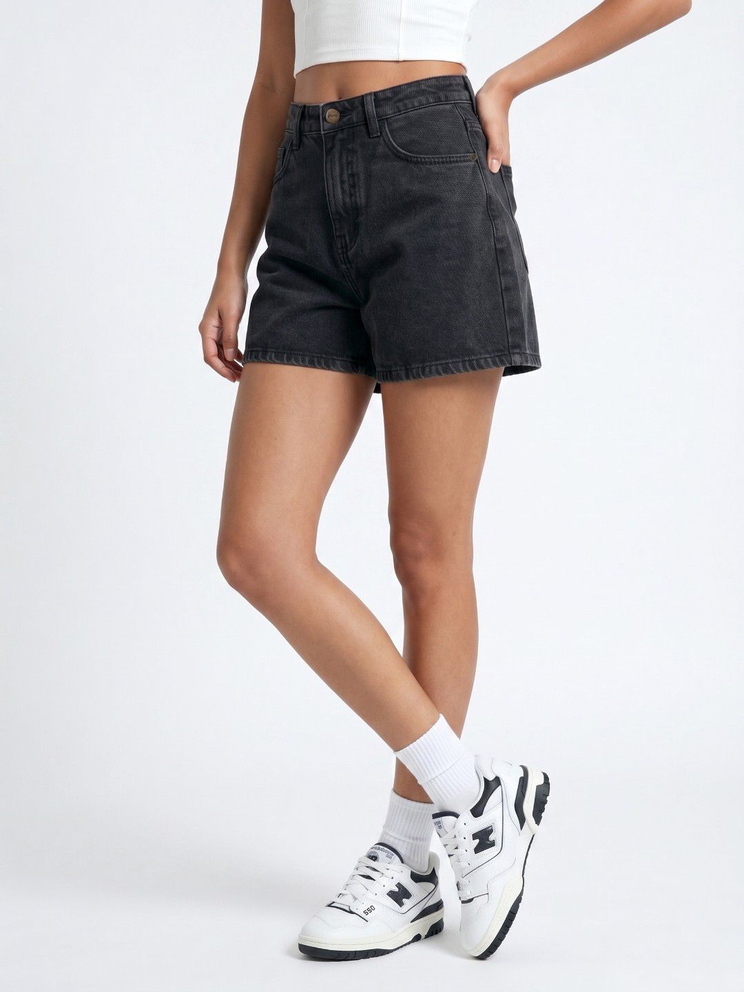 glitchez glitchez Women Relaxed Fit Pure Cotton Denim Shorts