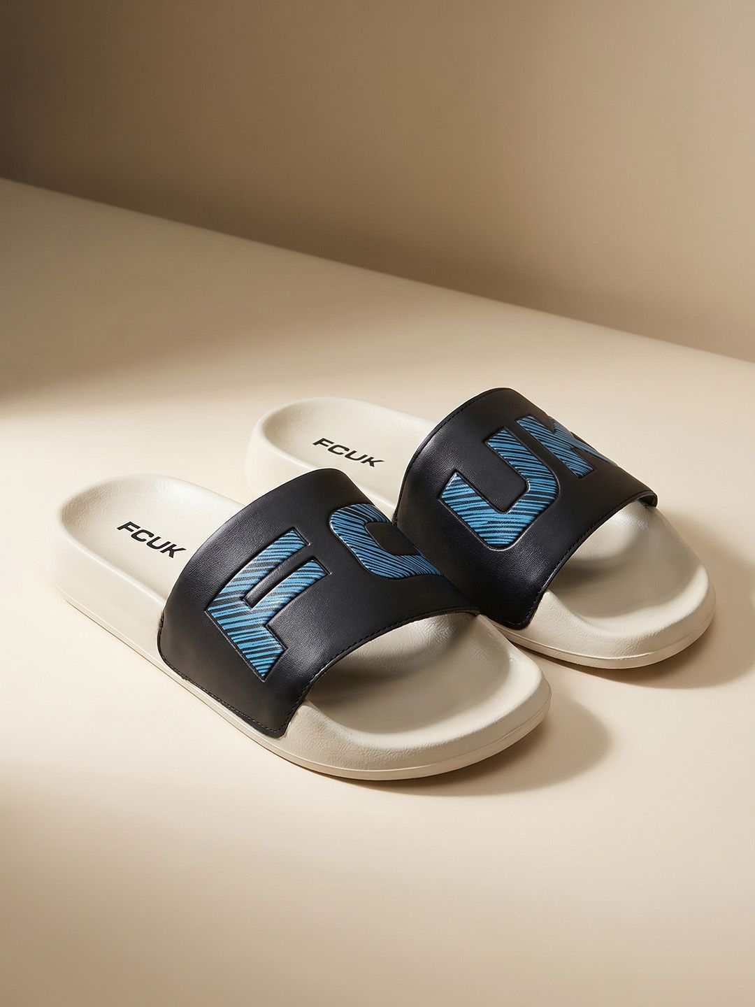 FCUK Men Brand Logo Printed Sliders