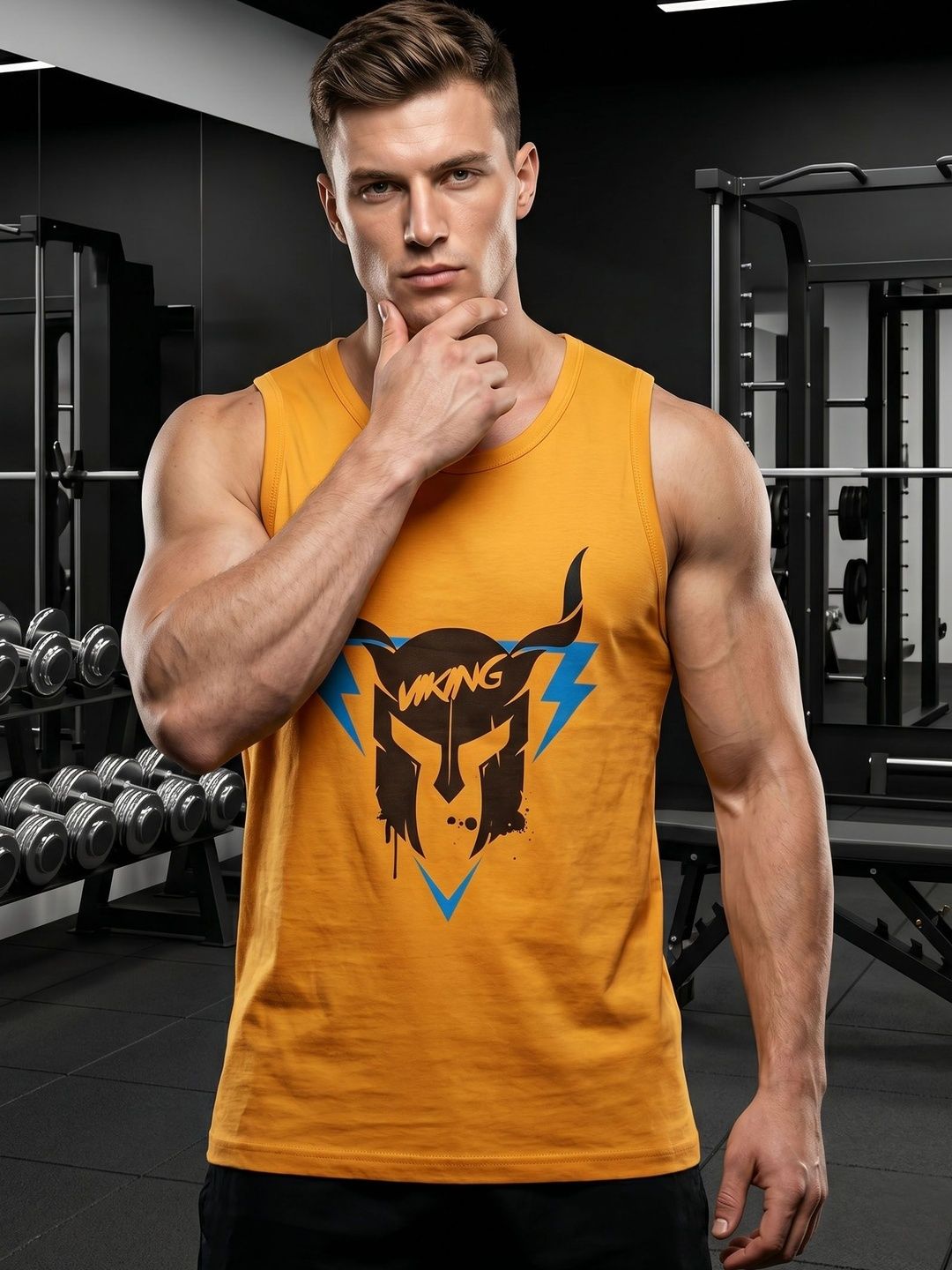 T.T. Printed Cotton Gym Vest