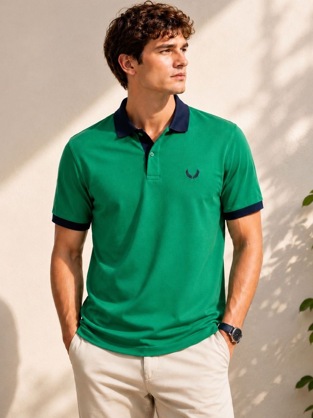 Raves Men Brand Logo Polo Collar Bio Finish T-shirt