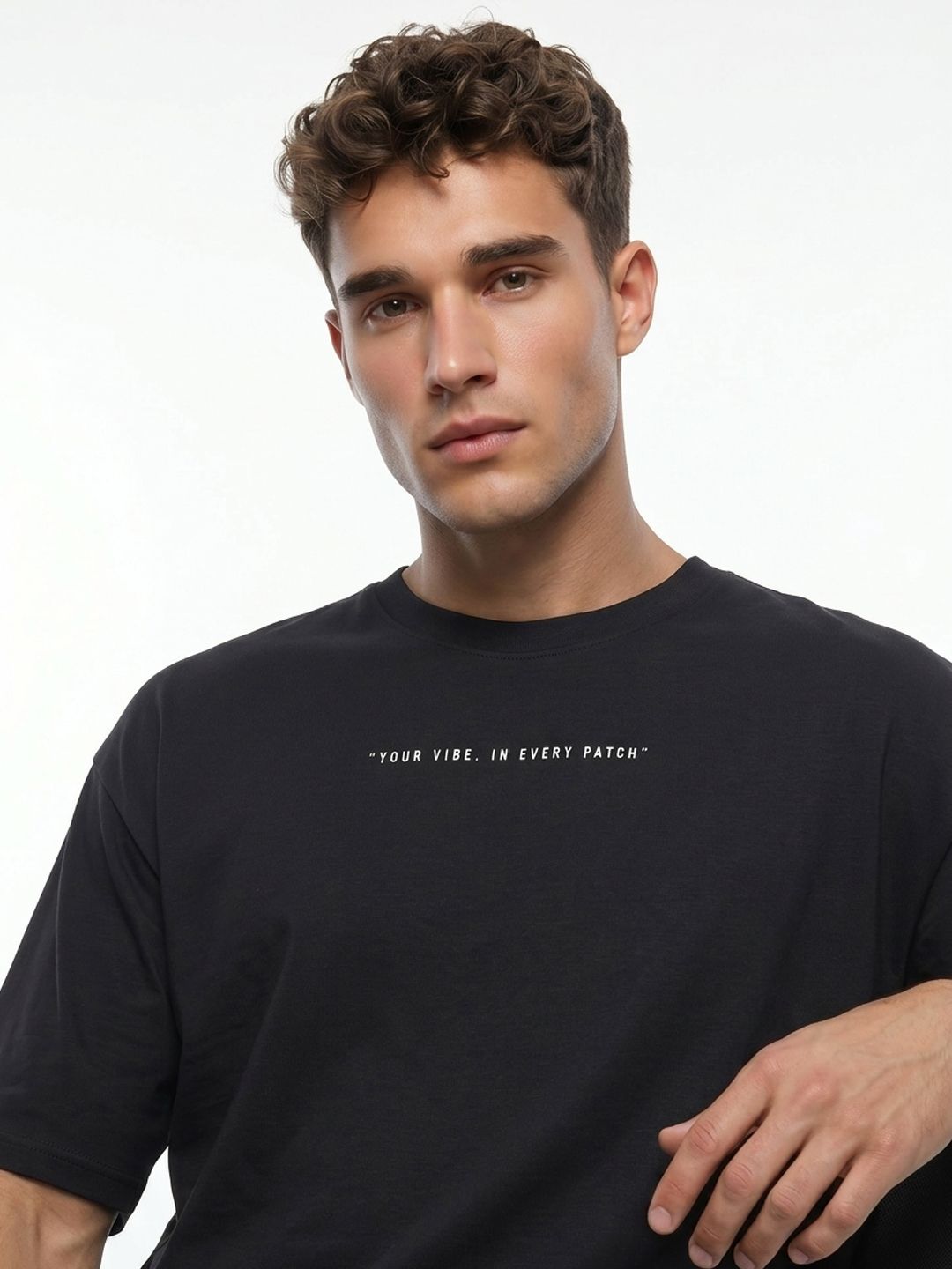glitchez Men Typography Printed Drop-Shoulder Sleeves Pure Cotton T-shirt