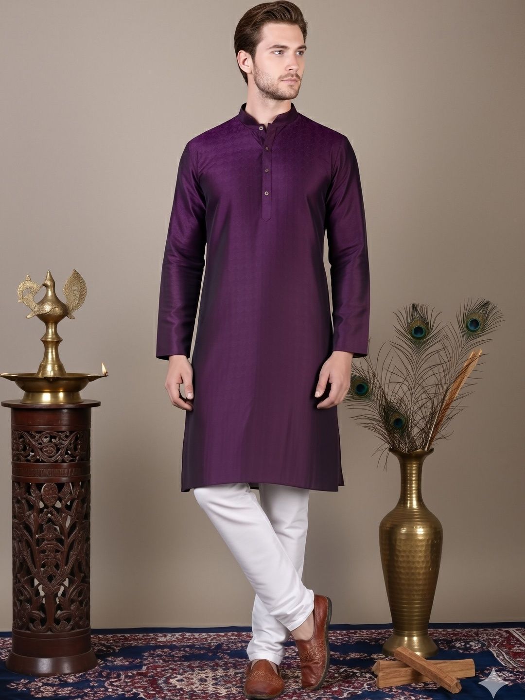 Dincharya Men Jacquard Kurta