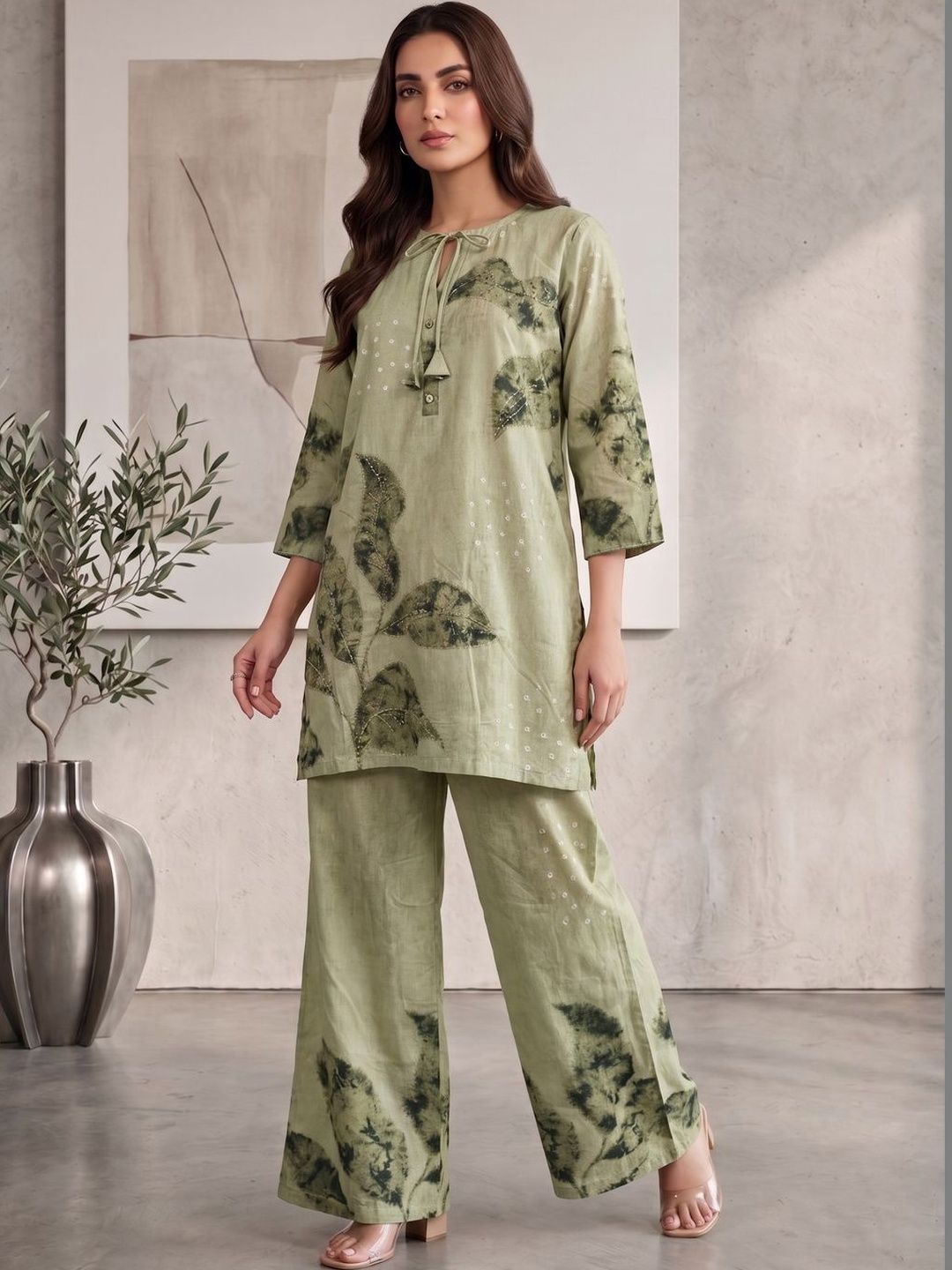 MASSTANI BY INDDUS Bohemian Dyed Tunic with Palazzos