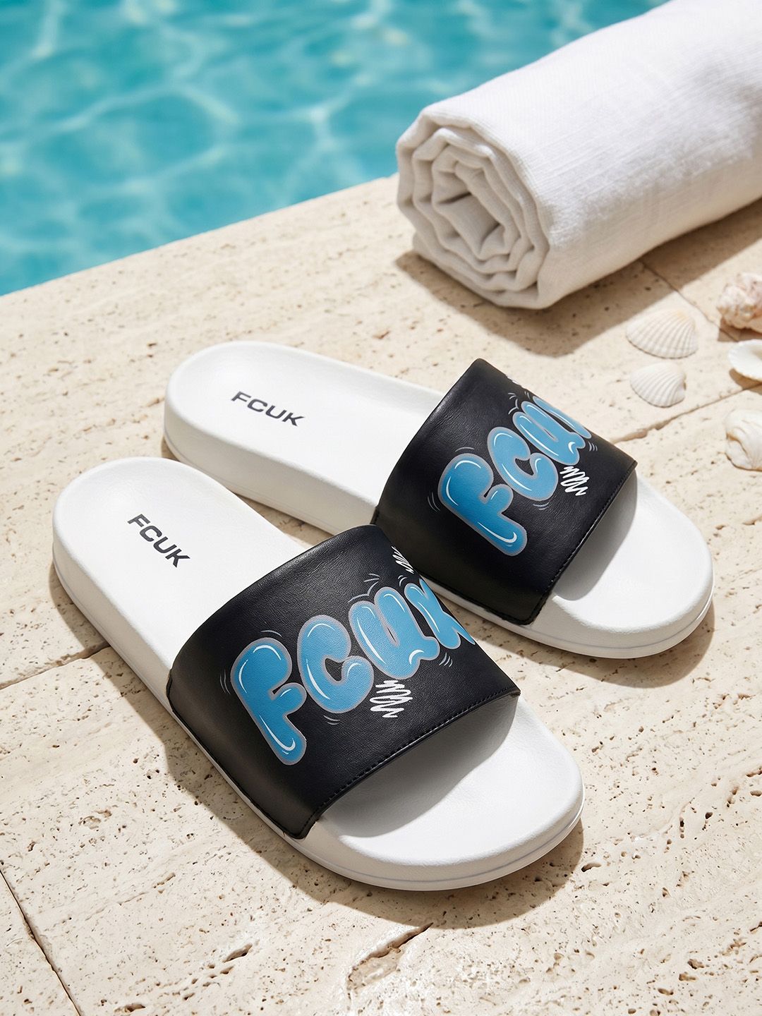 FCUK Men Brand Logo Printed Sliders