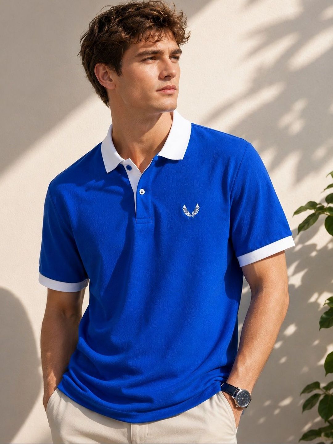 Raves Men Brand Logo Polo Collar Bio Finish T-shirt