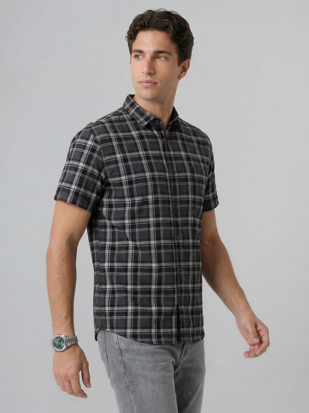 Indian Terrain Indian Terrain Slim Fit Checked Pure Cotton Shirt