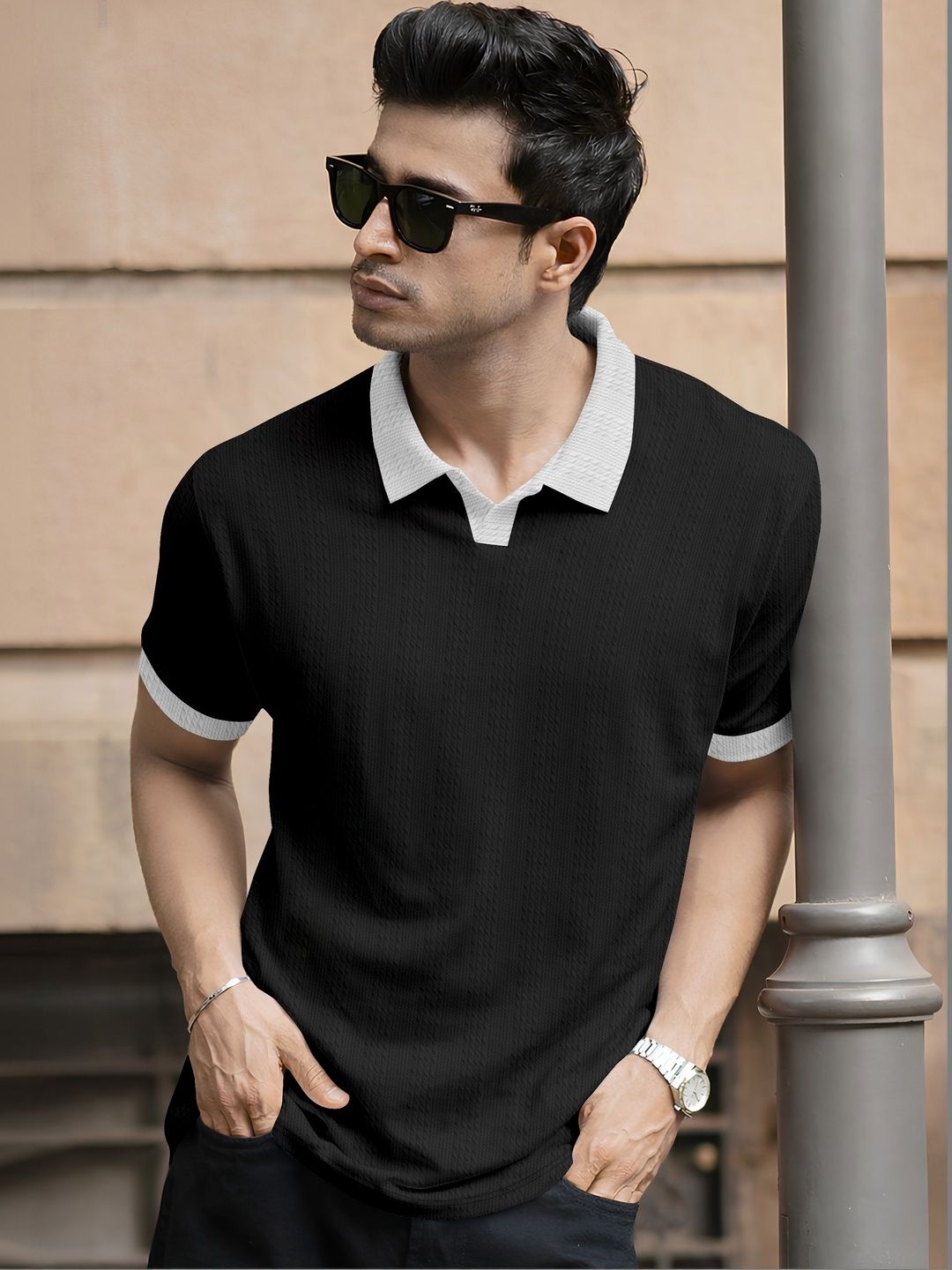 HERE&NOW Men Polo Collar T-shirt