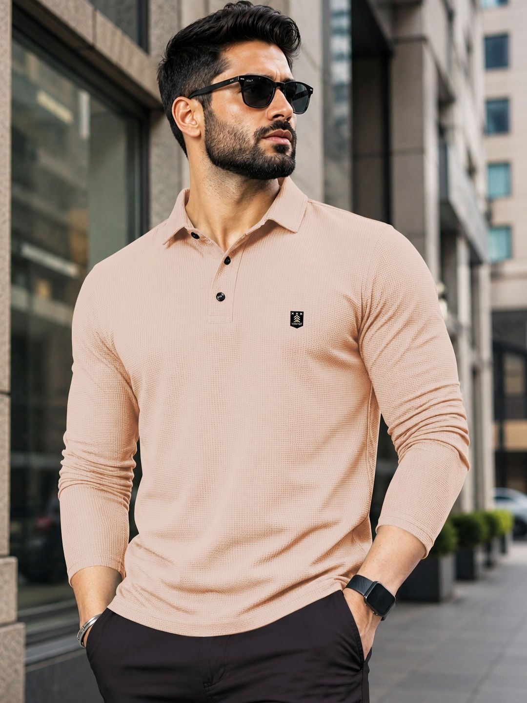VeBNoR Men Brand Logo Polo Collar T-shirt