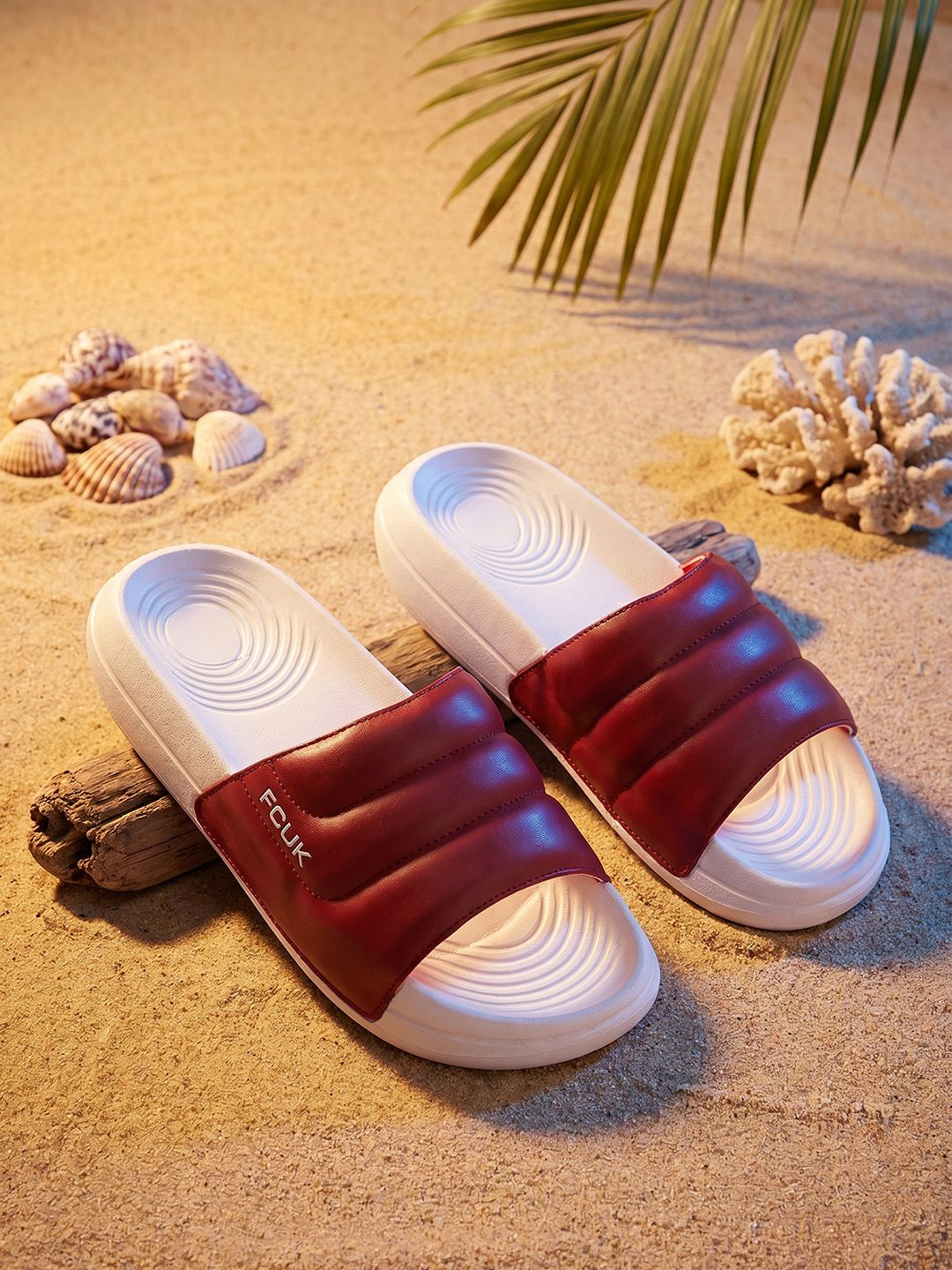 FCUK Men Colourblocked Sliders