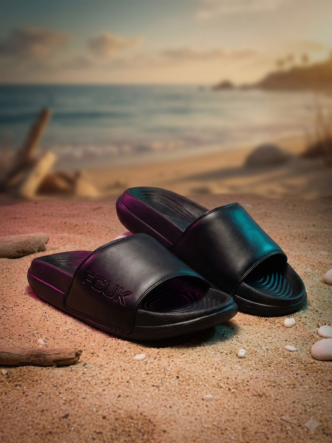FCUK Men Textured Sliders