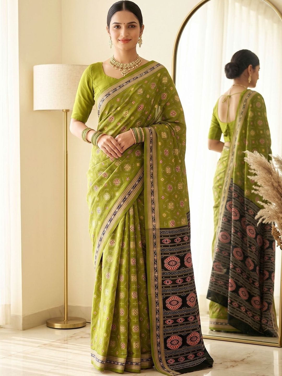 KALINI KALINI Pure Cotton Ikat Saree