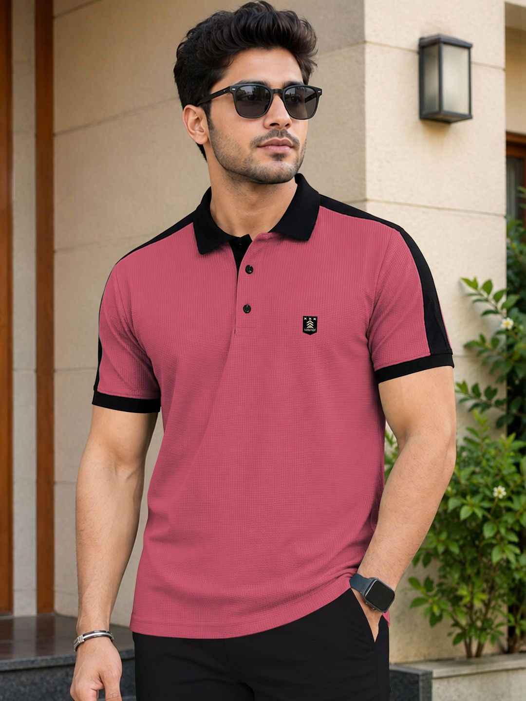 VeBNoR Men Polo Collar T-shirt