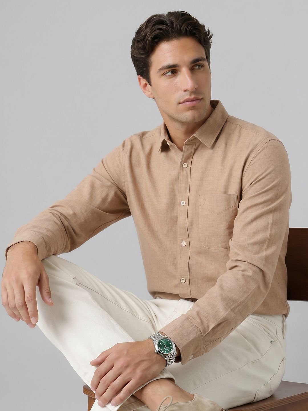 Indian Terrain Indian Terrain Spread Collar Pure Cotton Casual Shirt