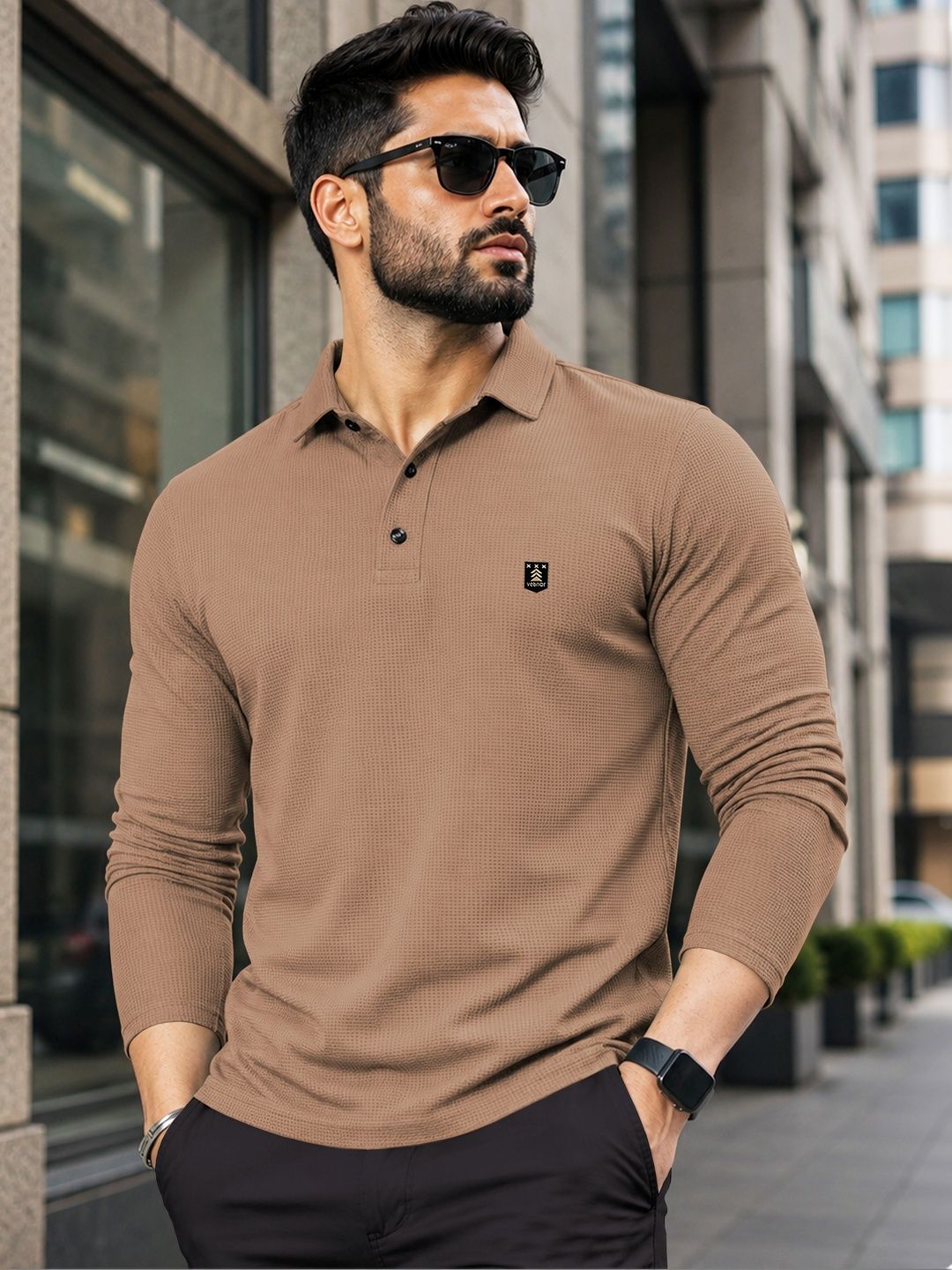 VeBNoR Men Brand Logo Polo Collar T-shirt