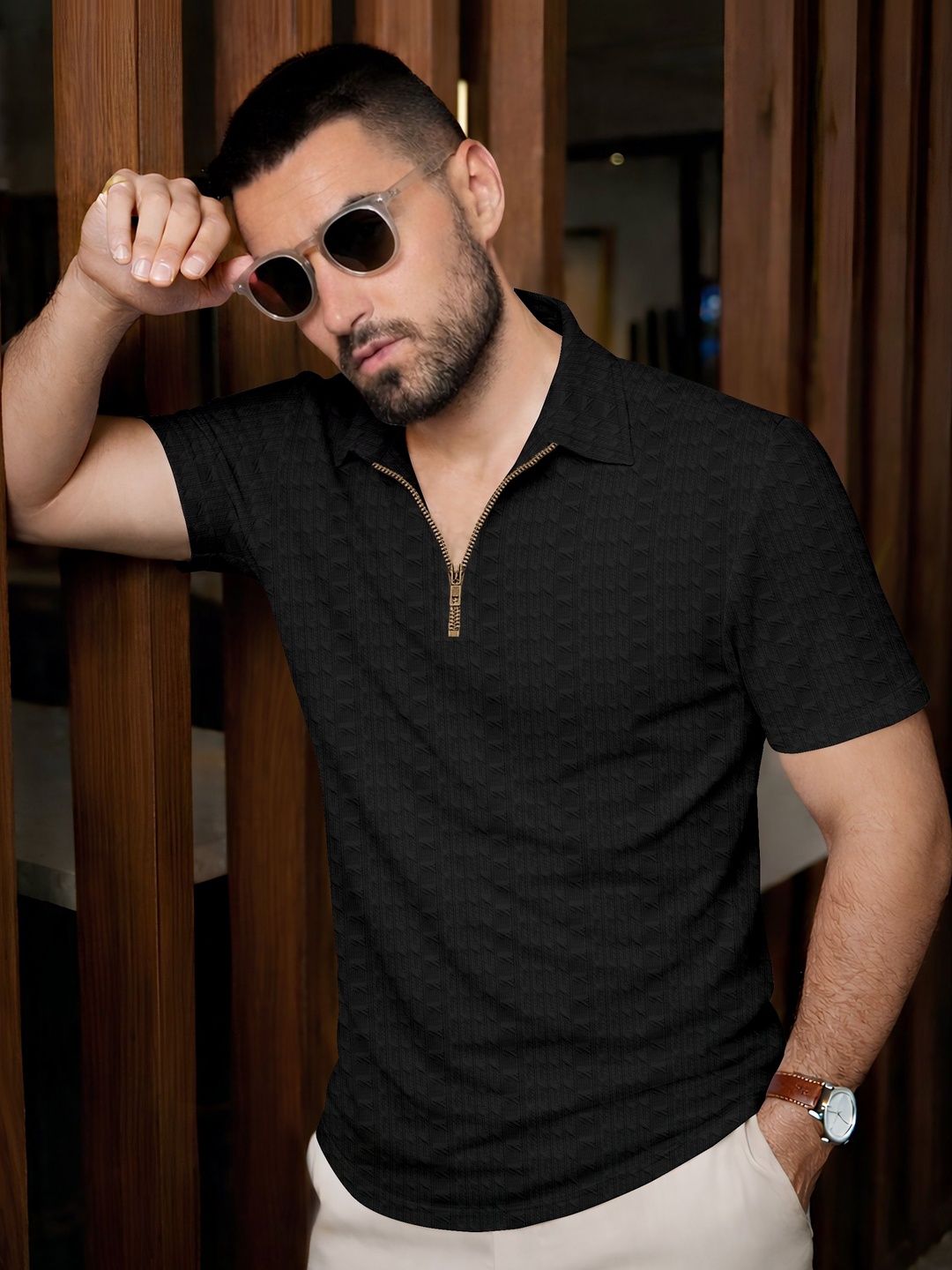 HERE&NOW Men Polo Collar T-shirt