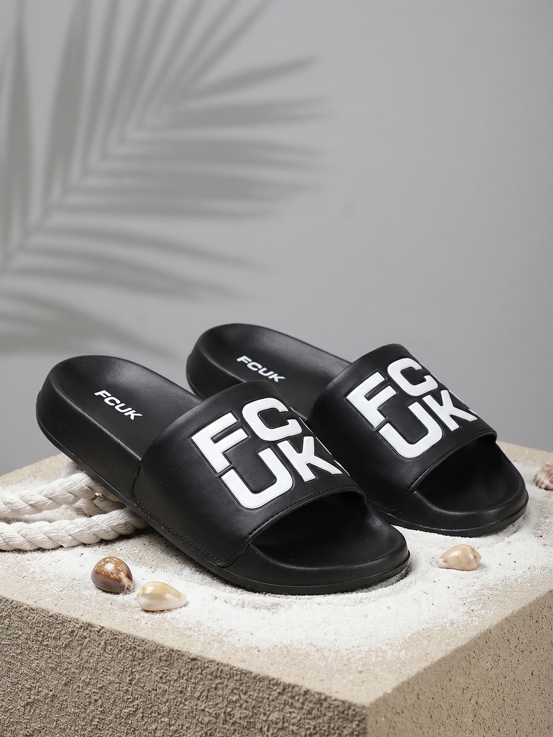 FCUK Men Brand Logo Printed Sliders