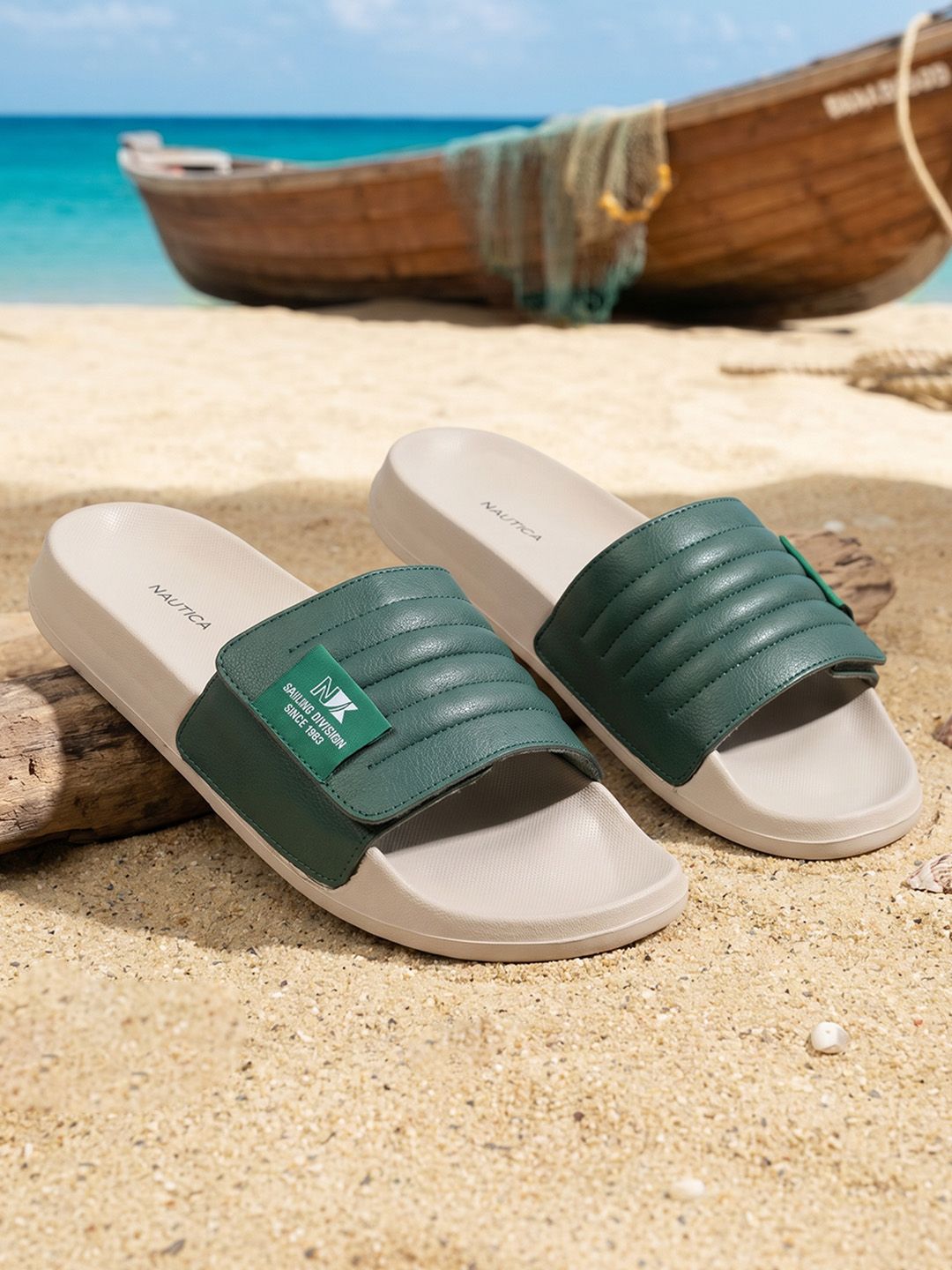 Nautica Men Beige Colourblocked Flip Flops