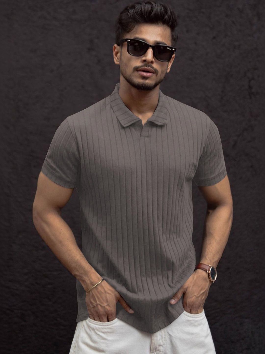 HERE&NOW Men Polo Collar T-shirt