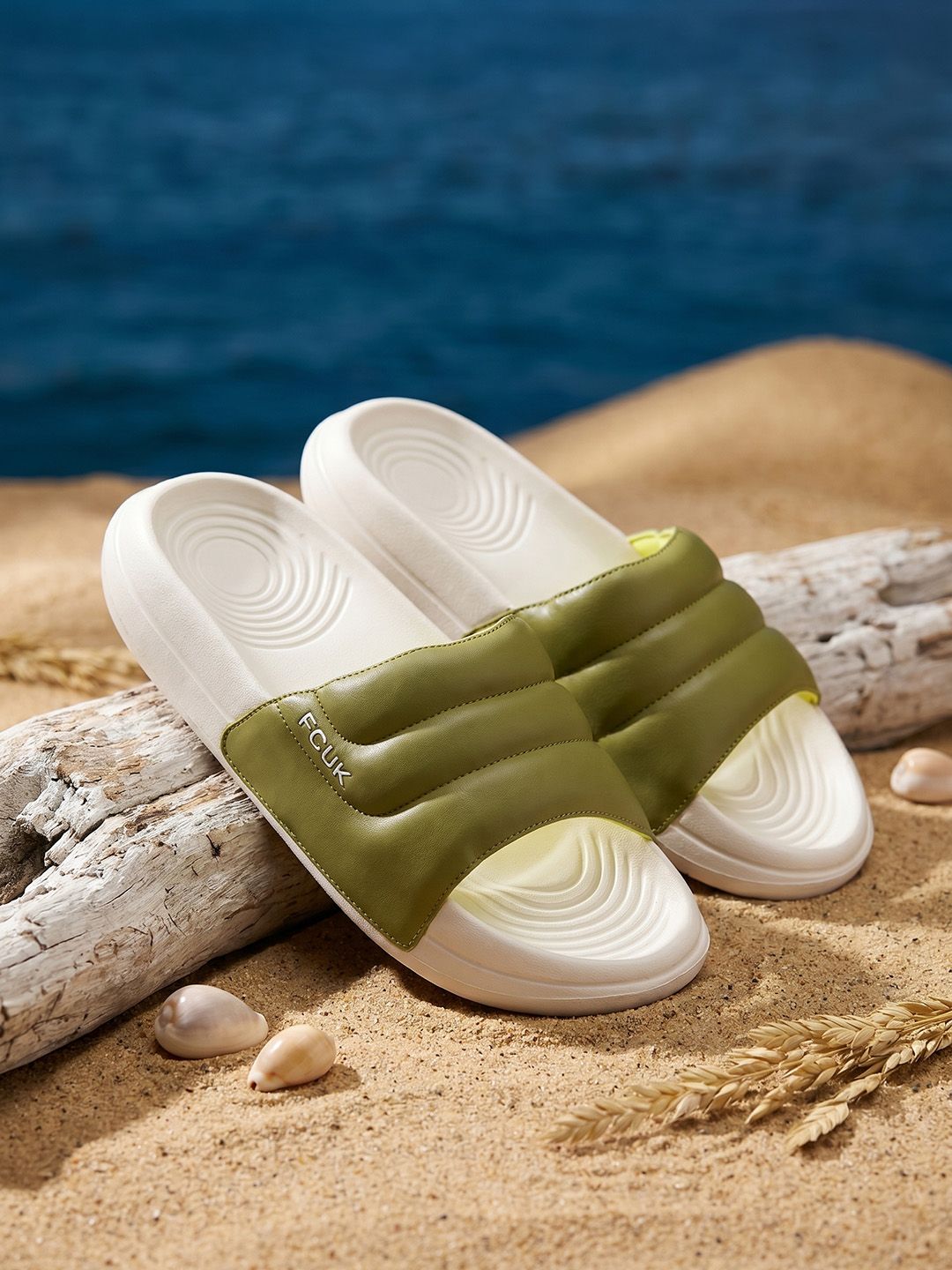 FCUK Men Colourblocked Sliders