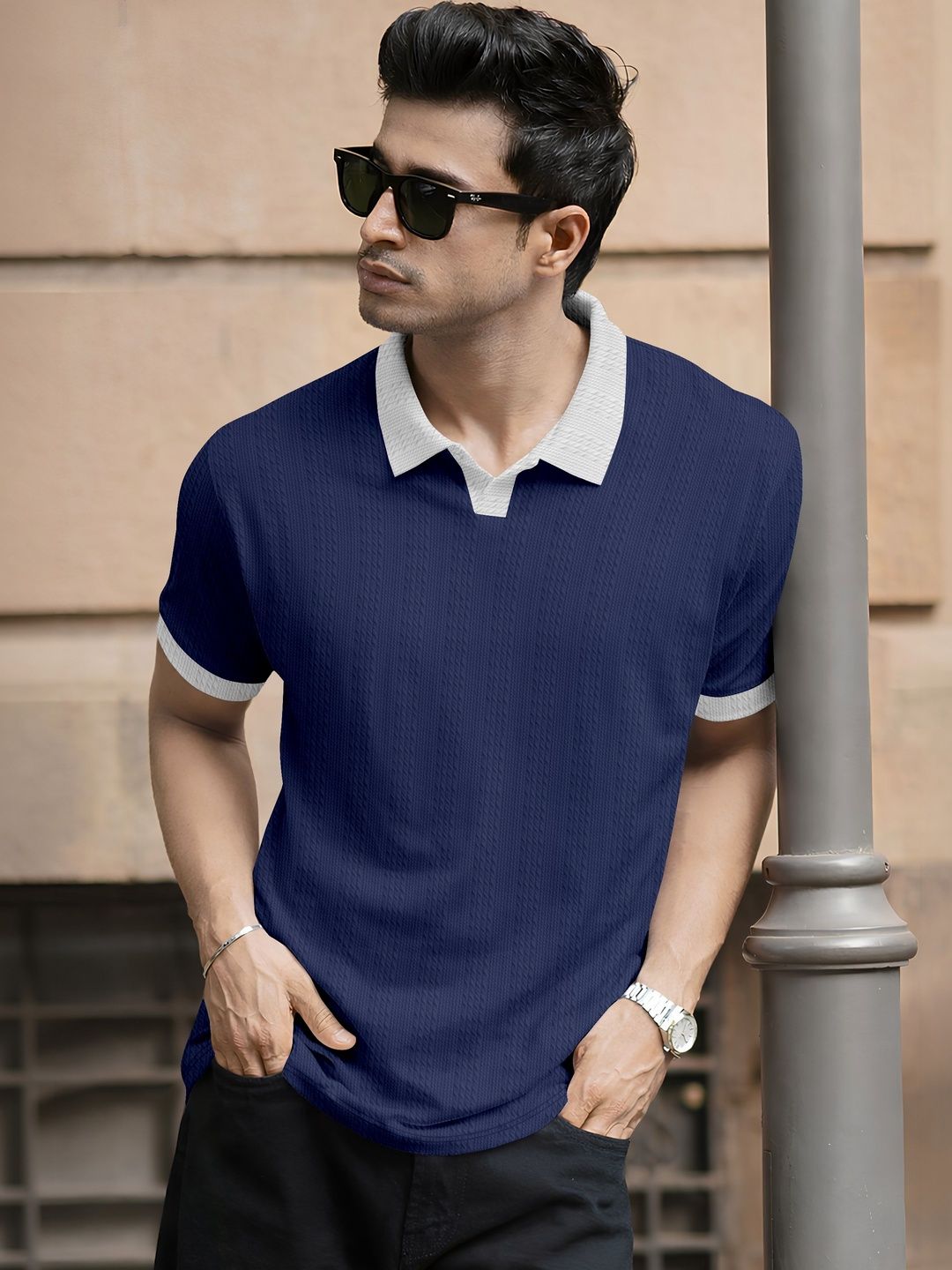 HERE&NOW Men Polo Collar T-shirt