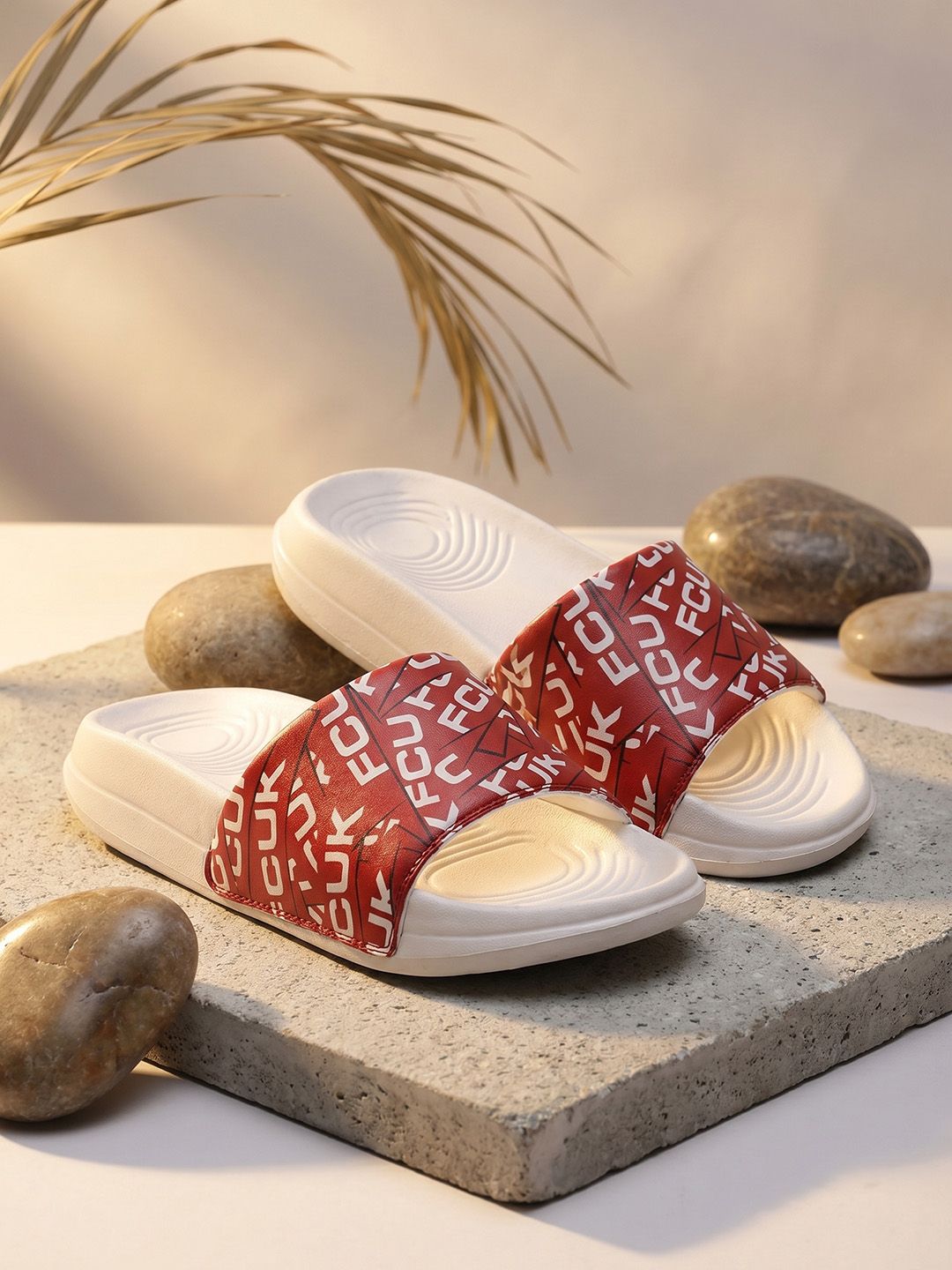FCUK Men Brand Logo Printed Sliders