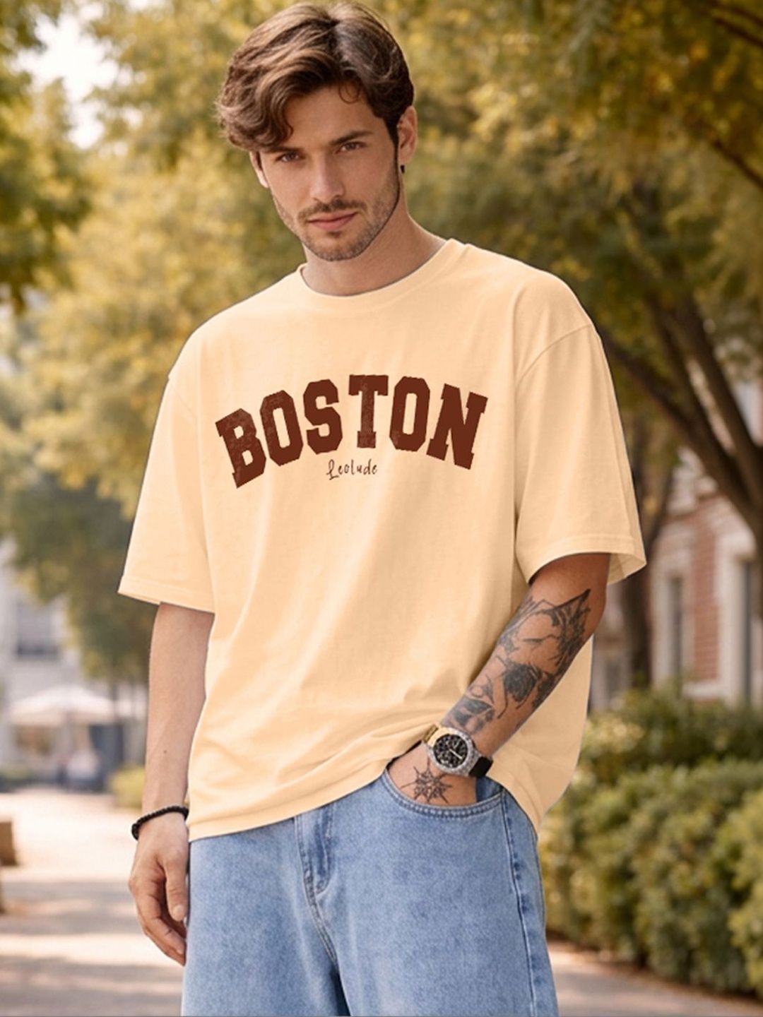 JUST ROAR Men Typography Printed T-shirt