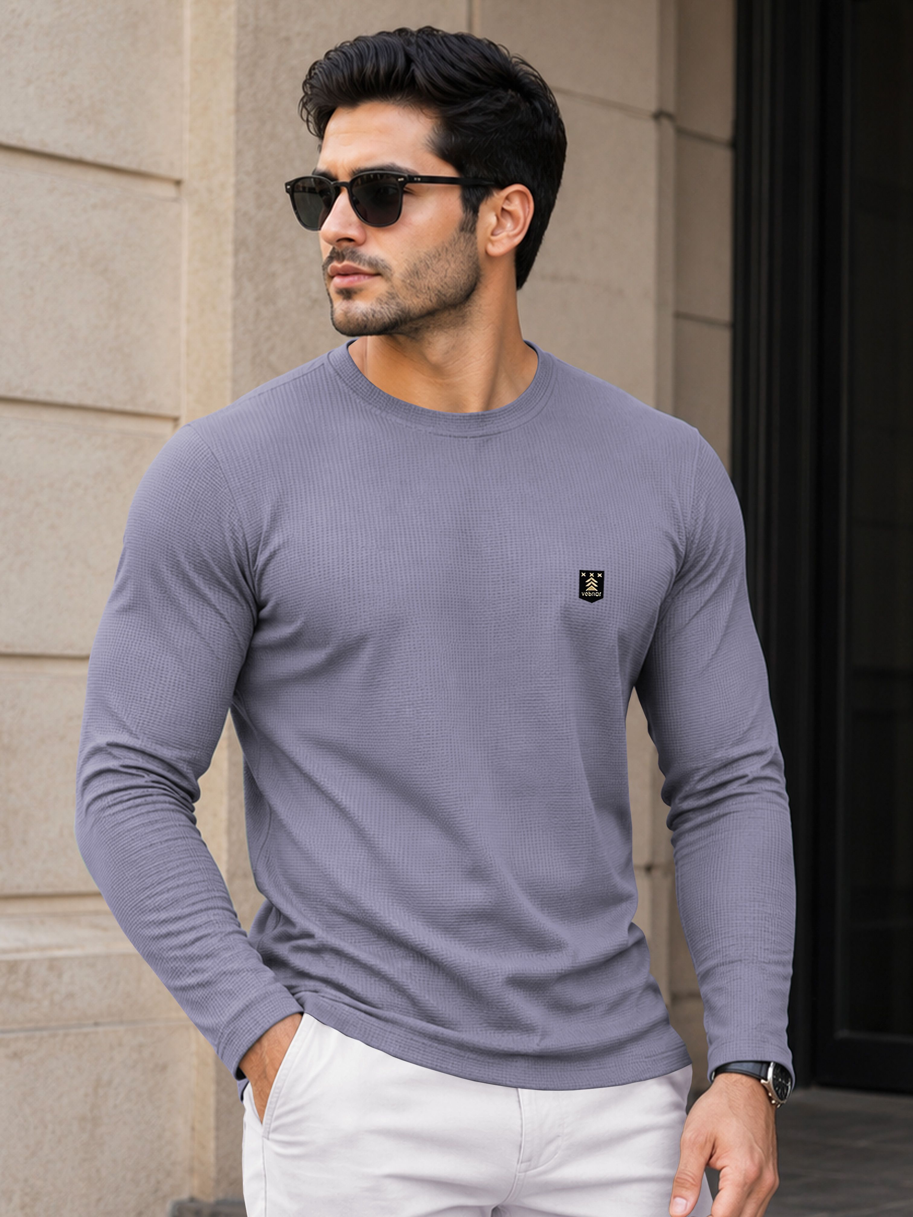 VeBNoR Men Self Design Round Neck T-shirt