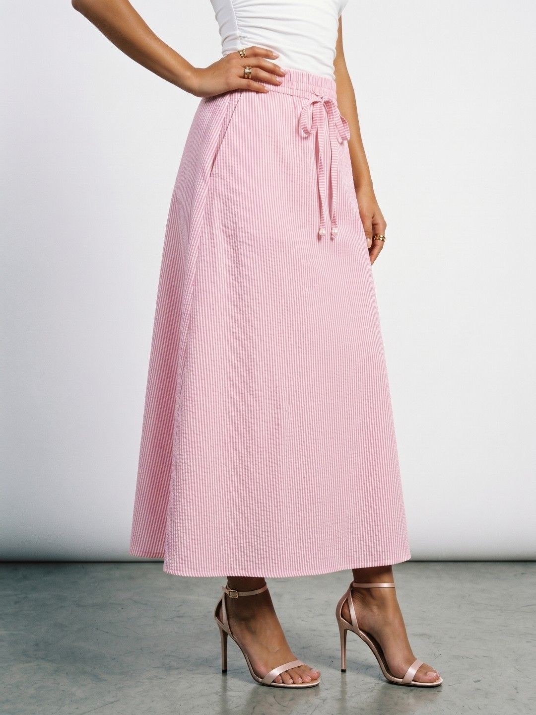 Phosphorus Striped A-Line Maxi Skirt