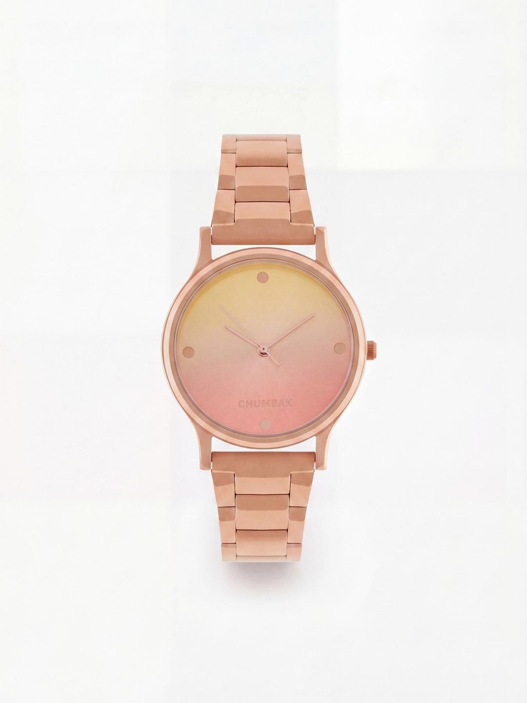 TEAL BY CHUMBAK Women Brass Dial & Rose Gold Toned Bracelet Style Straps Analogue Watch