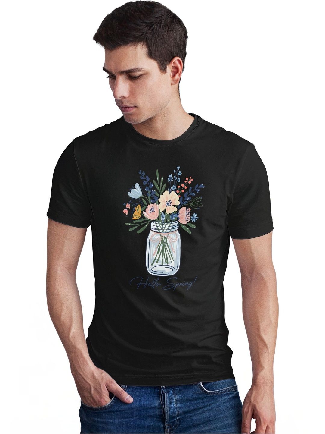 Seekbuylove Men Floral Printed Bio Finish T-shirt