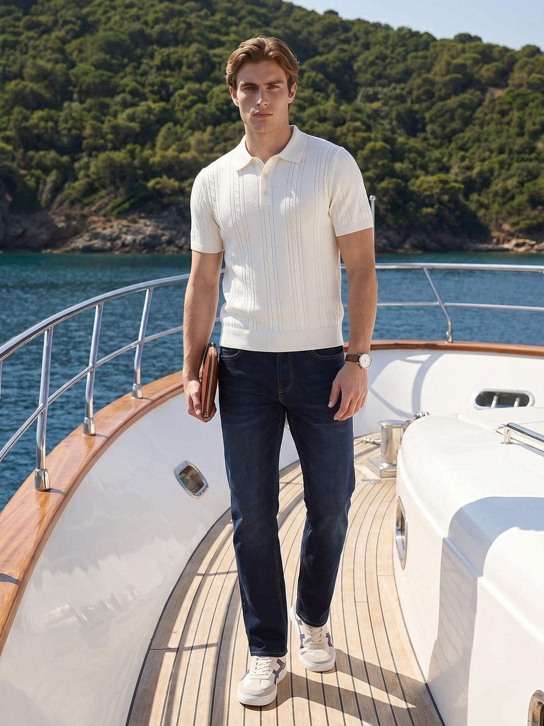 Nautica Men Relaxed Fit Light Fade Stretchable Jeans