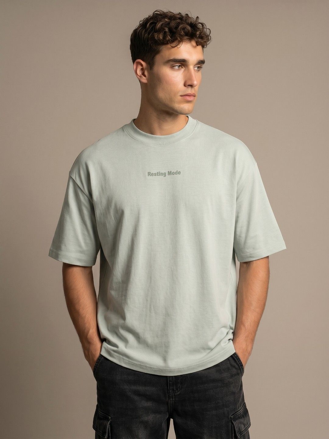 glitchez Green Men Typography Printed Relaxed Fit Tshirt