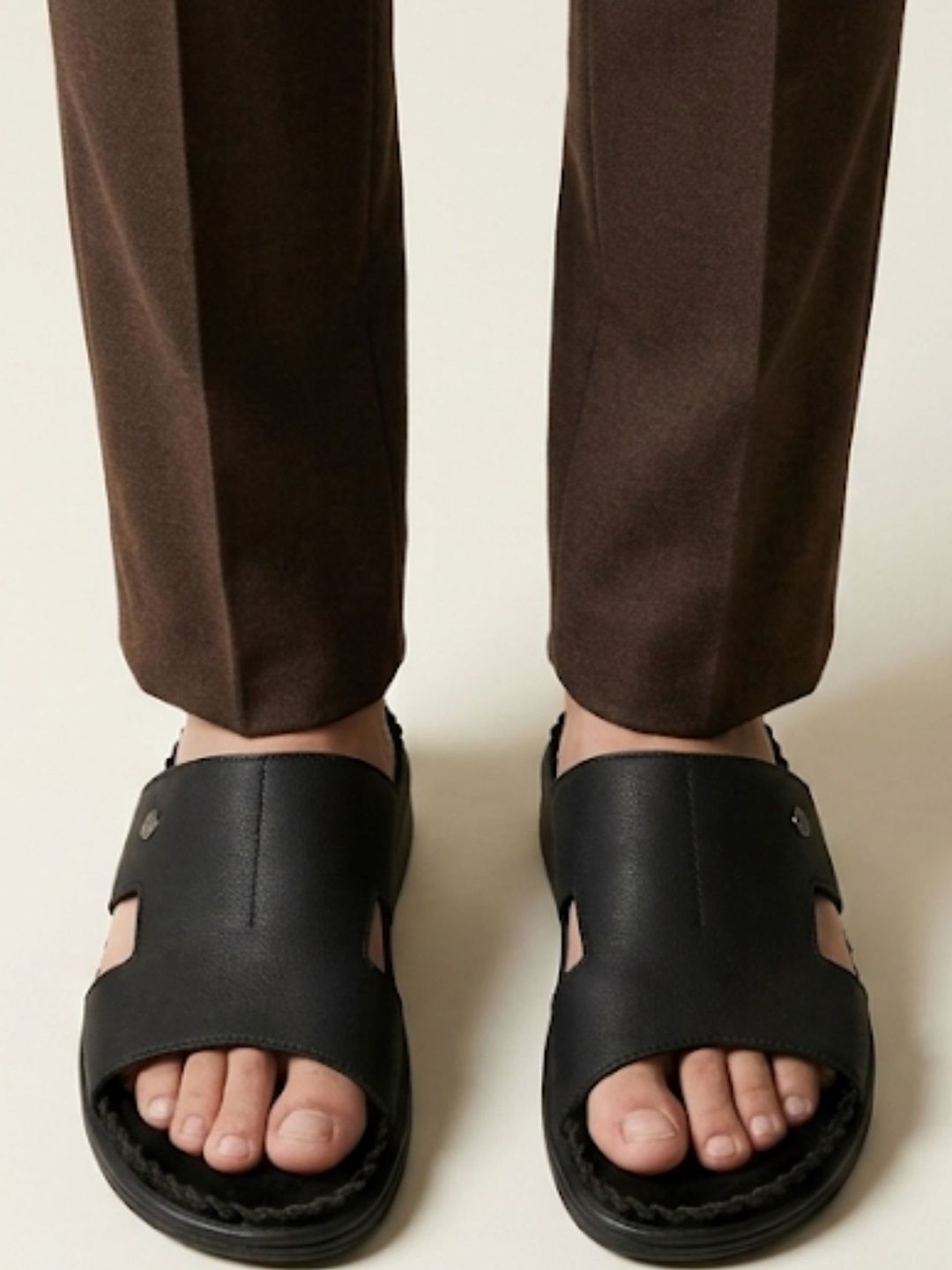Koblerr Koblerr Men Leather Shoe-Style Sandals