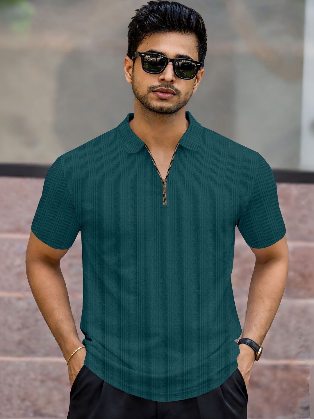 HERE&NOW Men Polo Collar T-shirt