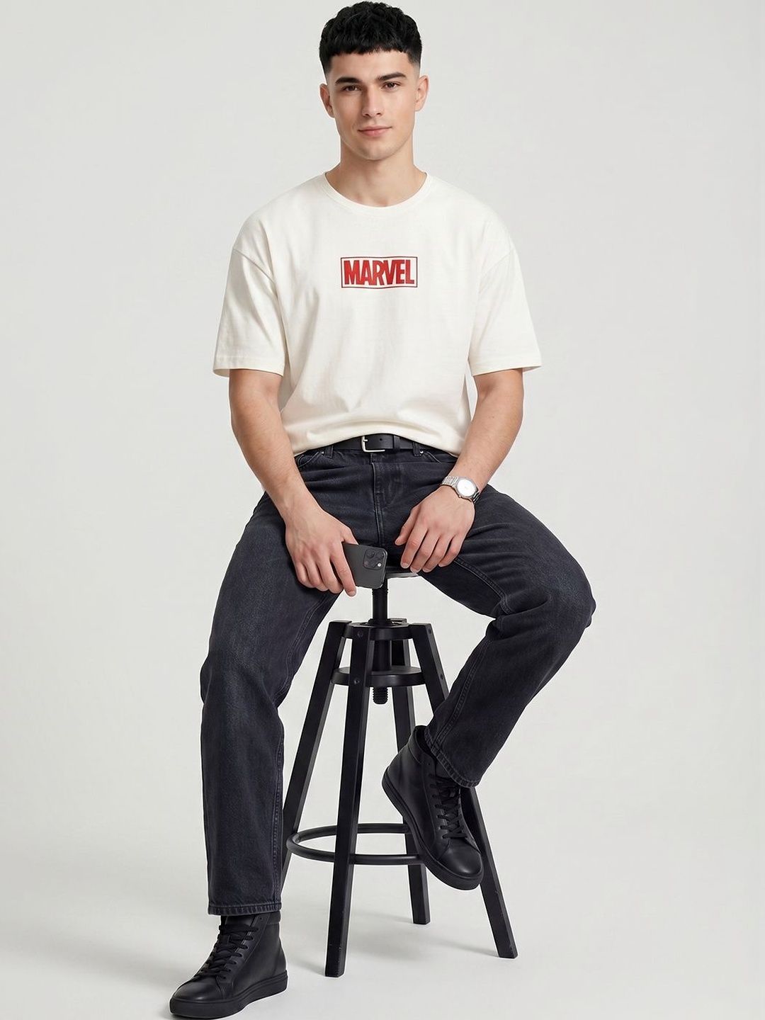Kook N Keech Marvel Men Brand Logo Printed T-shirt