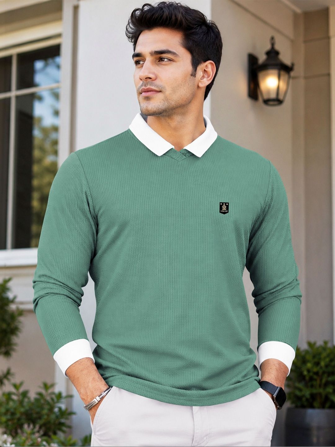 VeBNoR Men Polo Collar T-shirt
