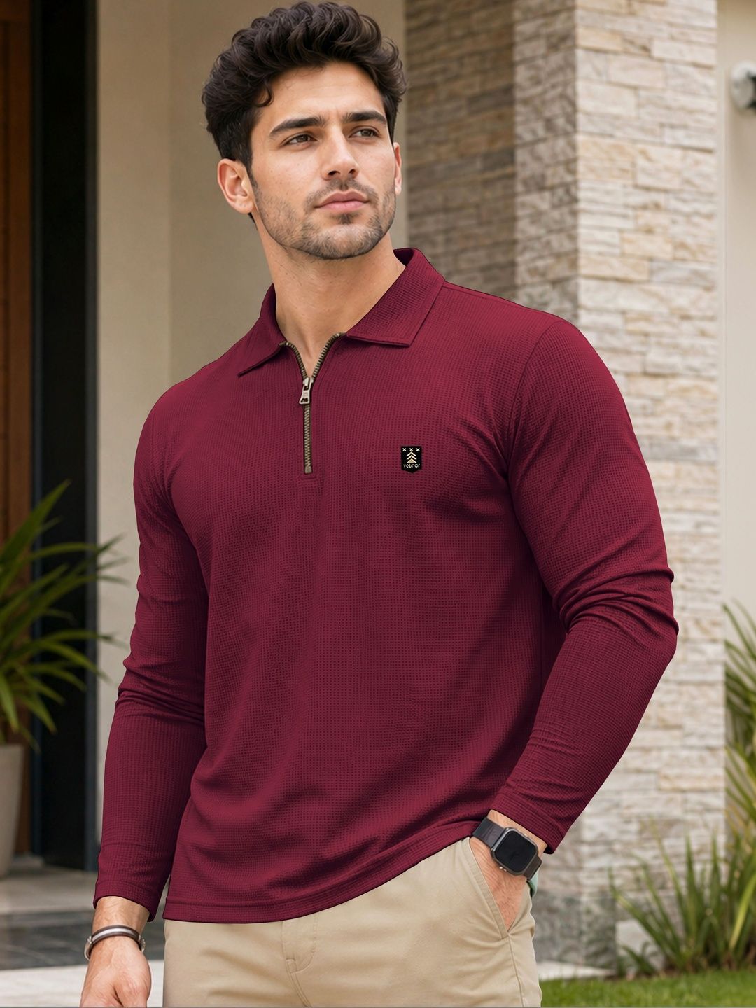 VeBNoR Men Polo Collar T-shirt