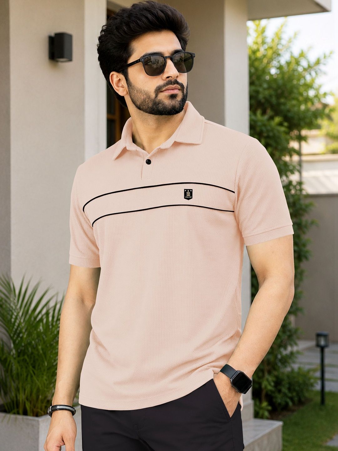 VeBNoR Men Polo Collar T-shirt