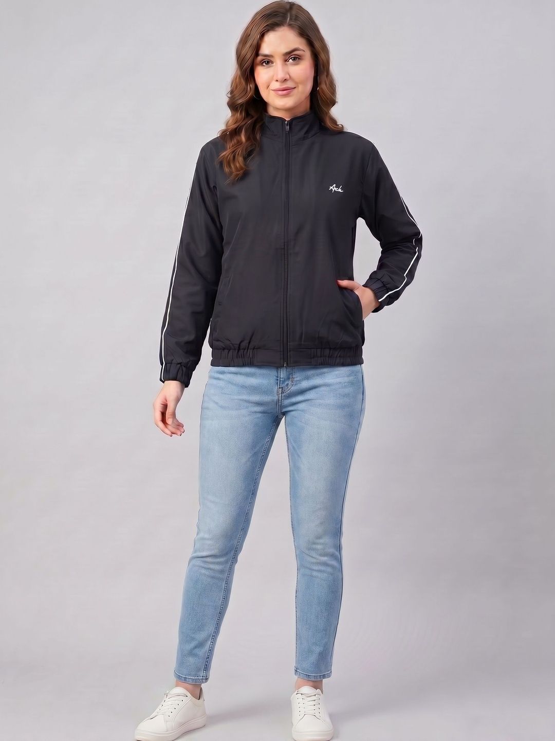 AWIBE Women Brand Logo Windcheater Sporty Jacket