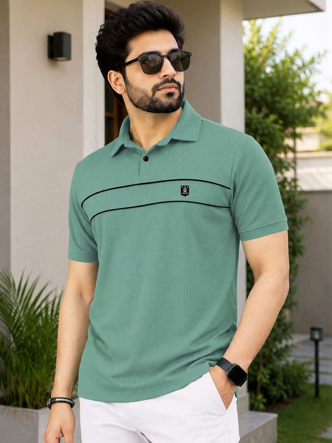 VeBNoR Men Polo Collar T-shirt
