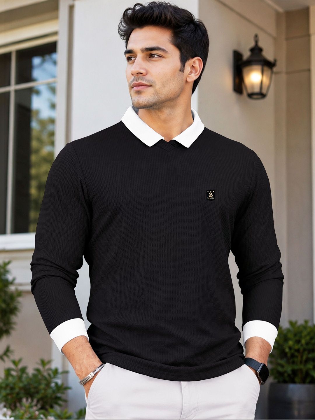VeBNoR Men Polo Collar T-shirt