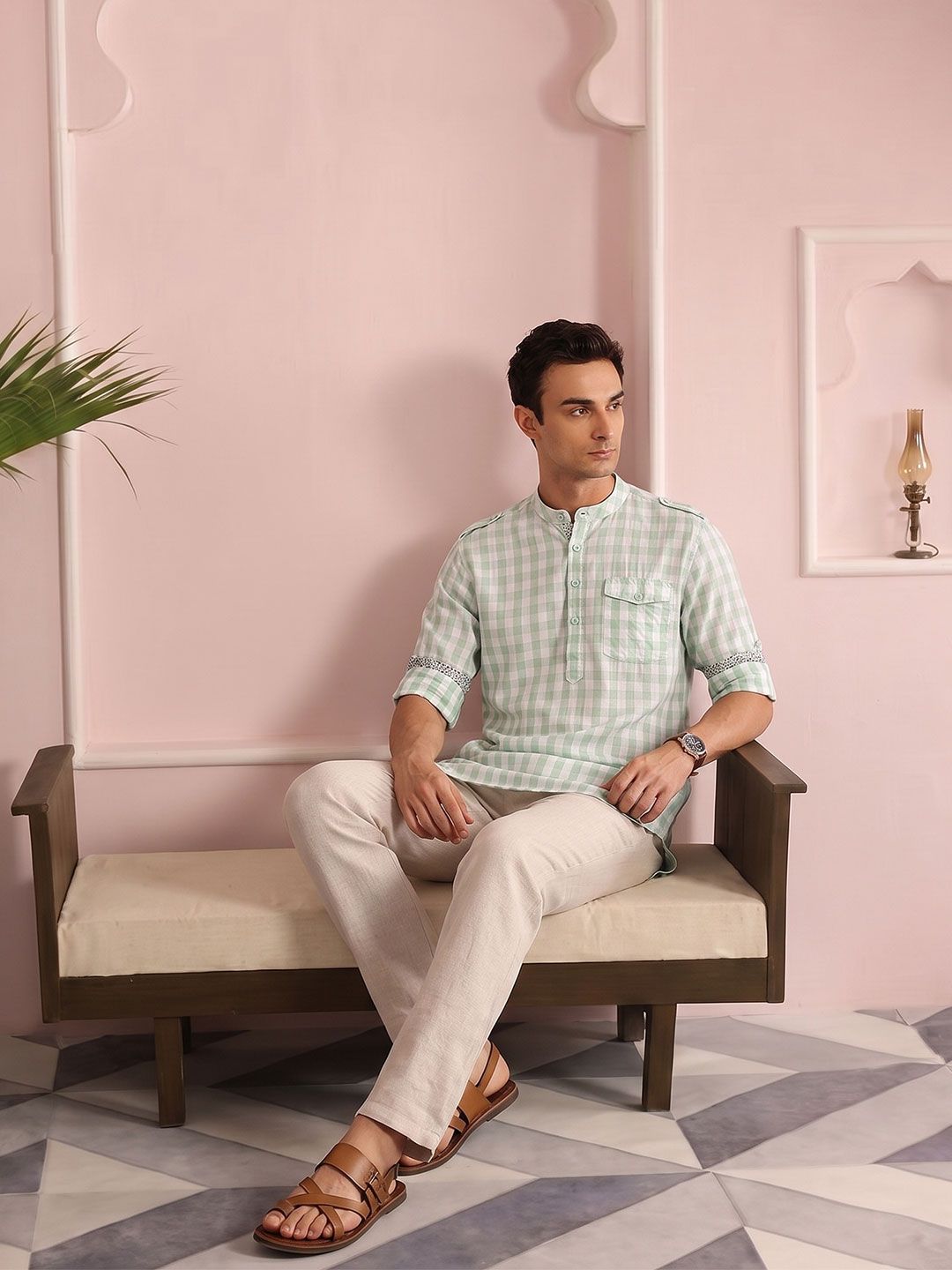 House of Pataudi Checked Rozana Kurta