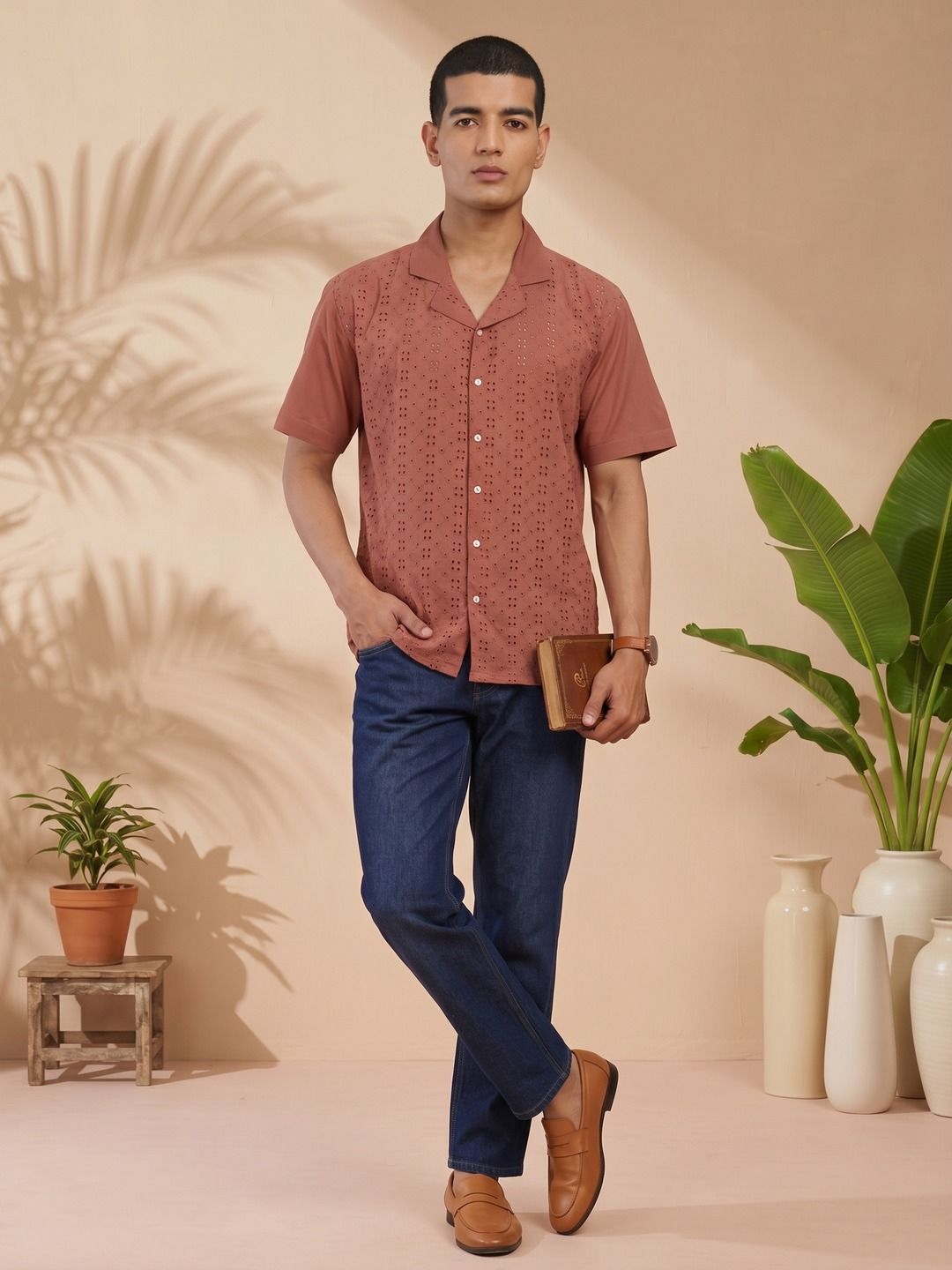 Sangria Pure Cotton Schiffli Shirt