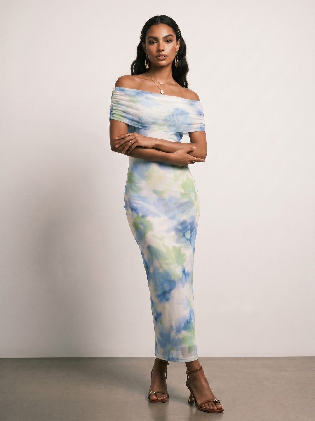 Phosphorus Phosphorus Printed Body Fit Maxi Dress