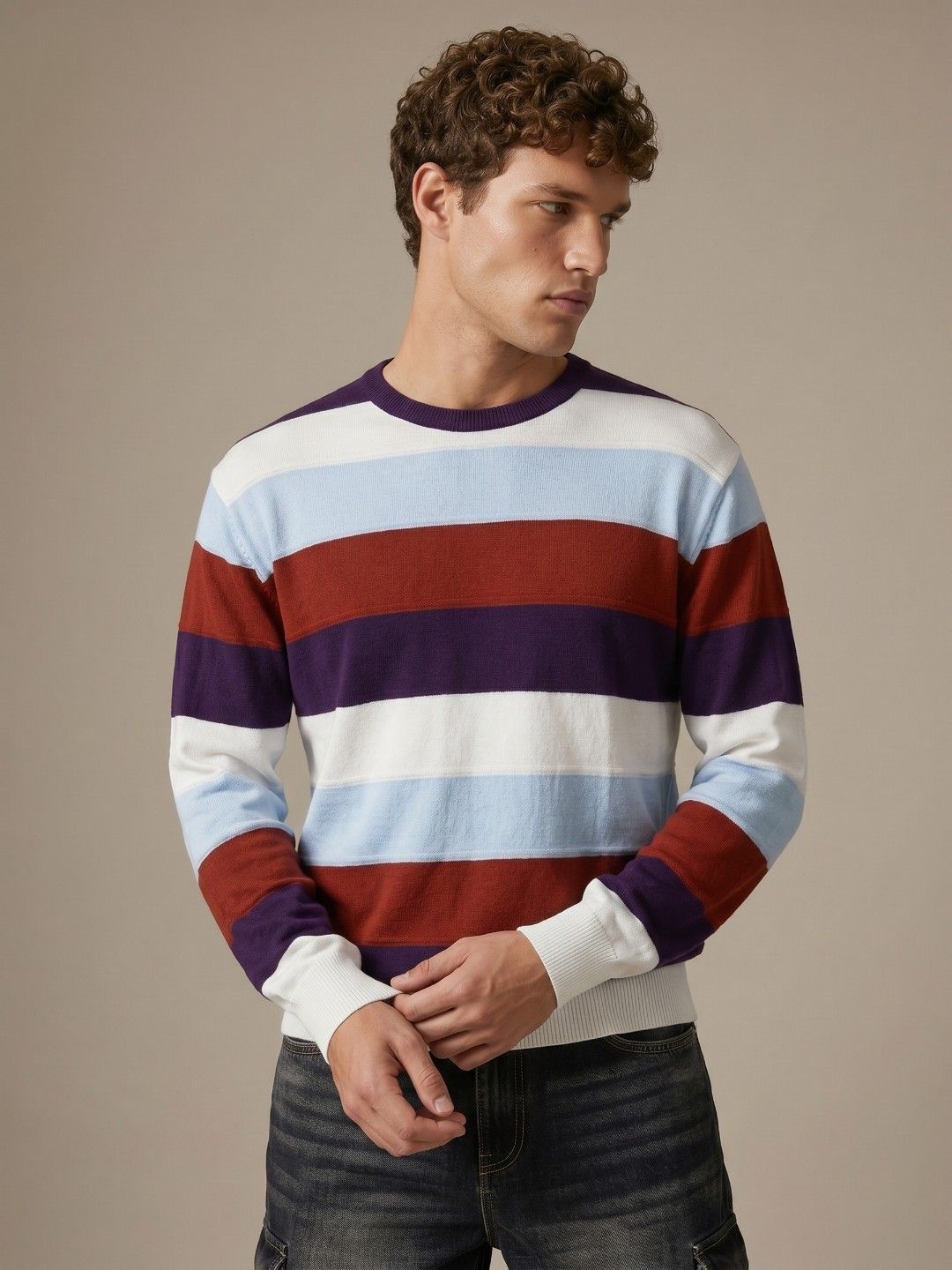 glitchez Striped Relaxed Fit Pullover
