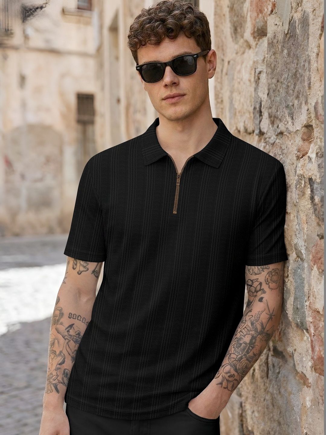 HERE&NOW Men Polo Collar T-shirt